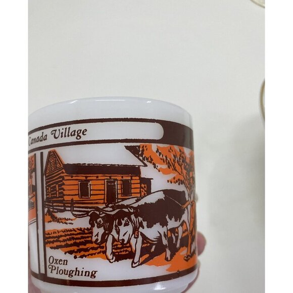 Glasbake Milk Glass Mug Upper Canada Village Souvenir Vintage White Retro - Picture 7 of 7